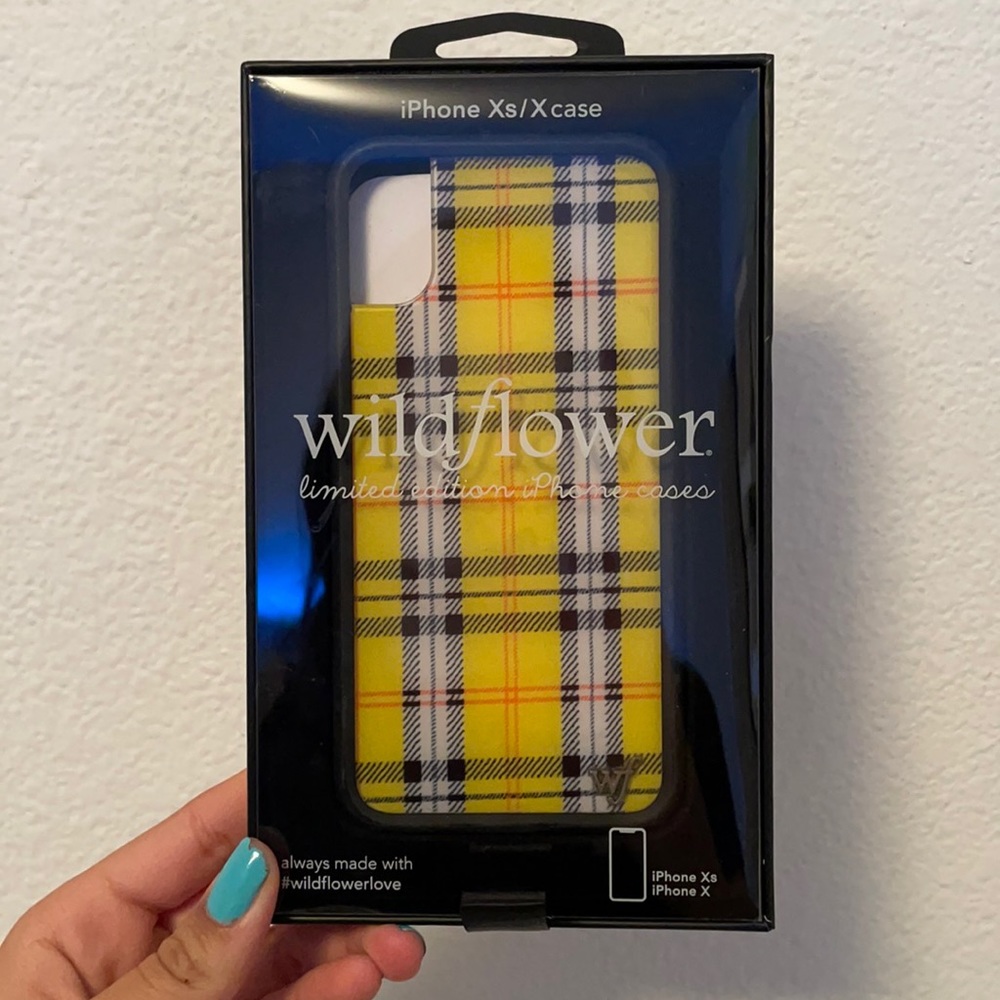 Yellow Plaid Wildflower iPhone XS case